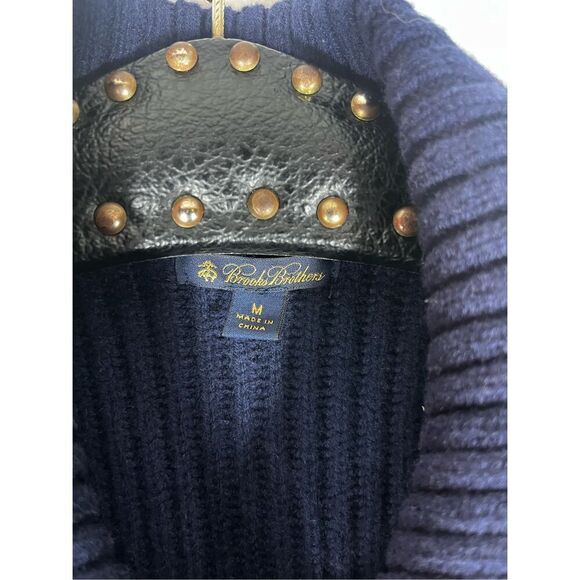 Brooks Brothers full zip cross button ribbed  cardigan wool sweater size M - Picture 10 of 10